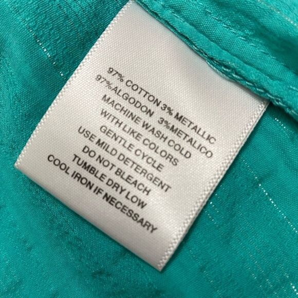 SagHarbor Turquoise Metallic Striped Button Down Shirt - Picture 5 of 12